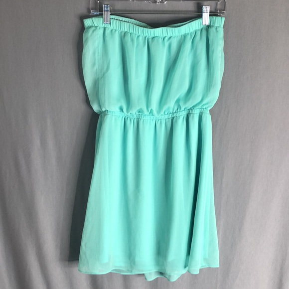 Express Strapless Seafoam Green Flowy Dress Sz M - Picture 2 of 6